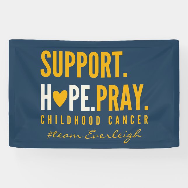 Lona soporte para cáncer infantil Nombre personalizado  (Horizontal)