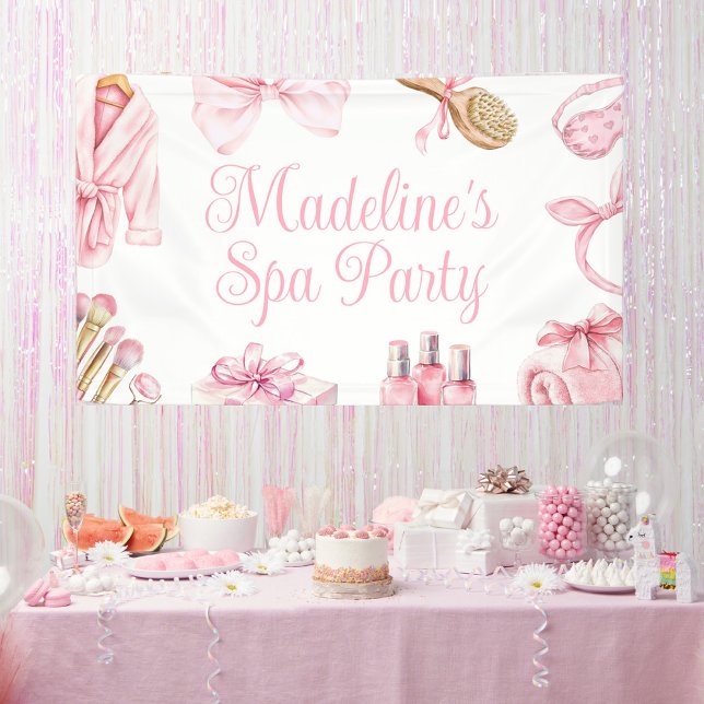 Lona Spa Party Pink Birthday Party Banner (Subido por el creador)
