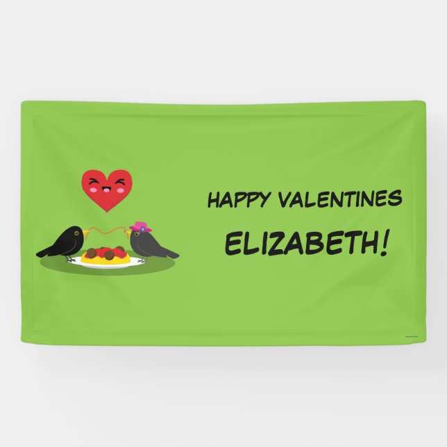 Lona Spaghetti Meatball Romantic Date | Añadir el texto (Horizontal)