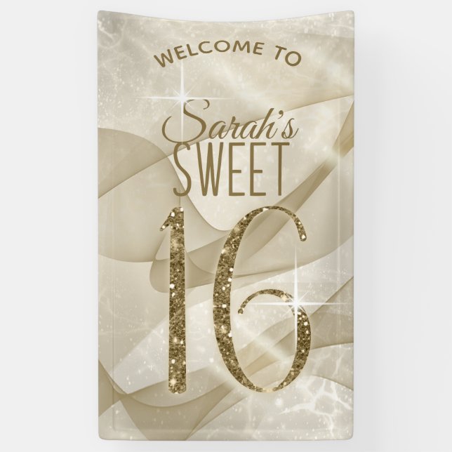 Lona Sparkling Swirls Sweet 16 Gold ID652 (Vertical)