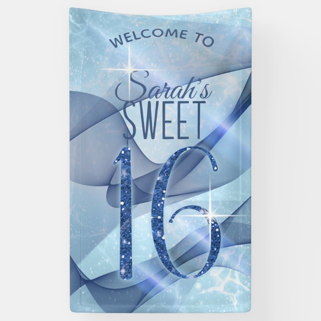 Lona Sparkling Swirls Sweet Dieciséis Blue ID652 (Vertical)