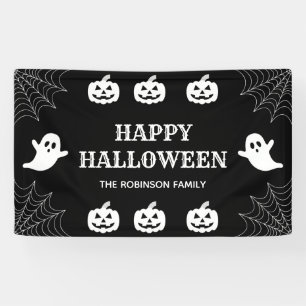 Lona Spider Personalizado web Black & White Happy Hallo