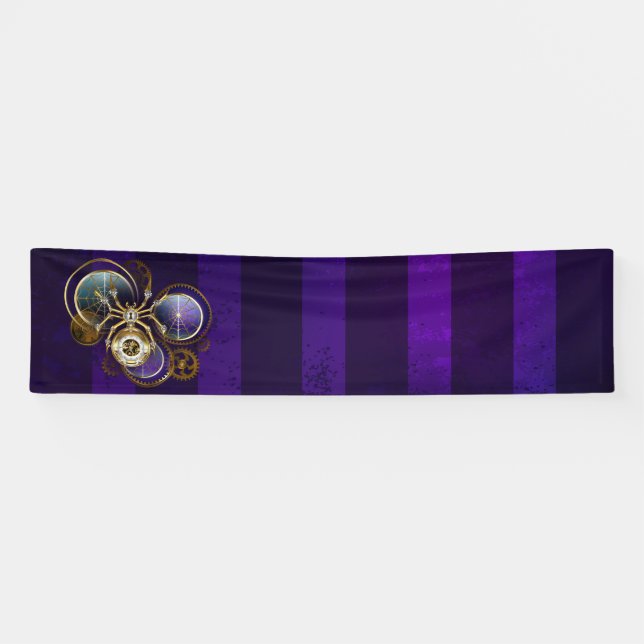 Lona Spider Steampunk sobre fondo morado (Horizontal)