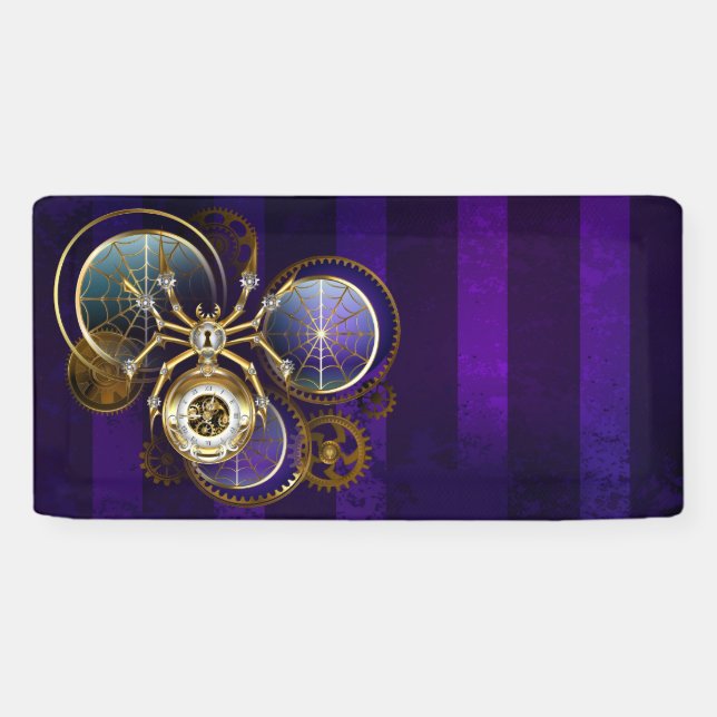 Lona Spider Steampunk sobre fondo morado (Horizontal)