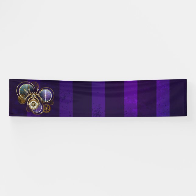 Lona Spider Steampunk sobre fondo morado (Horizontal)