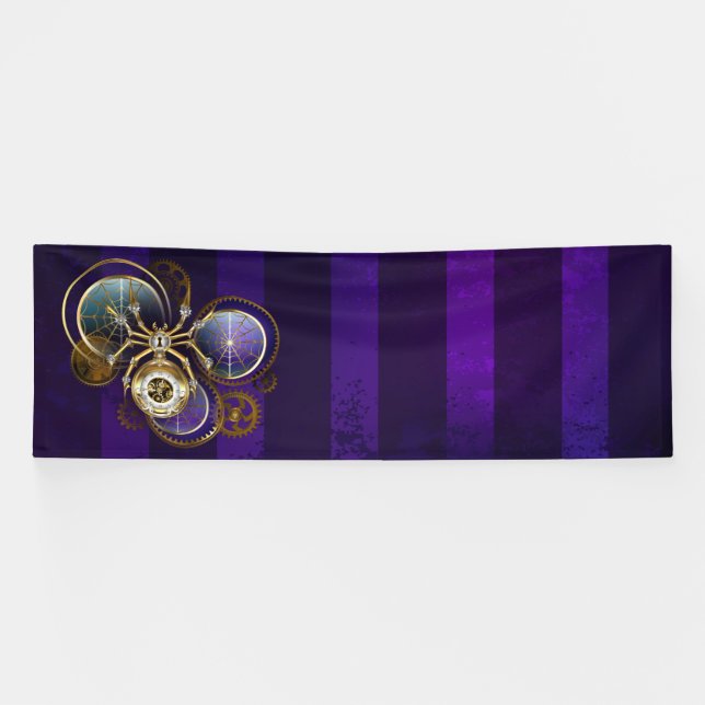 Lona Spider Steampunk sobre fondo morado (Horizontal)