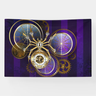 Lona Spider Steampunk sobre fondo morado