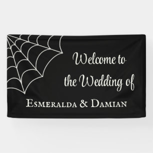 Lona Spiderwebs Boda gótico blanco y negro