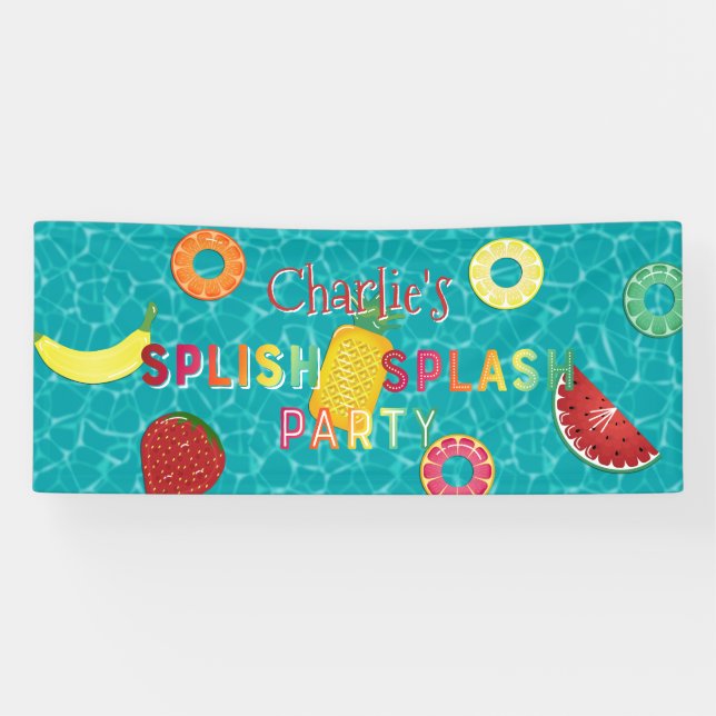 Lona Splish Splash Fiesta l Pool Cumpleaños l Summer Fr (Horizontal)