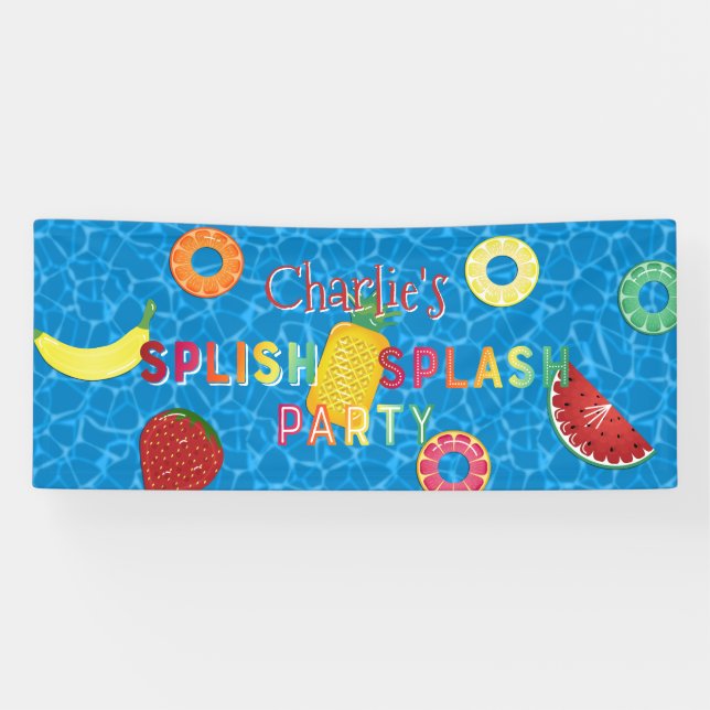 Lona Splish Splash Fiesta l Pool Cumpleaños l Summer Fr (Horizontal)