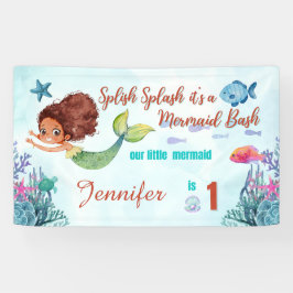 Lona Splish Splash Mermaid Bash Chicas 1er cumpleaños