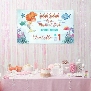 Lona Splish Splash Mermaid Bash Chicas de primer cumple