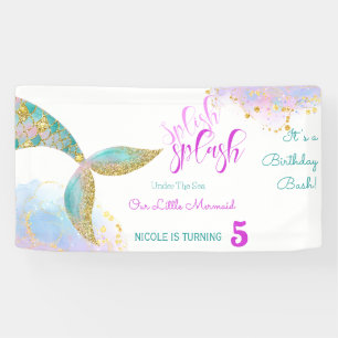 Lona Splish splash mermaid cumpleaños bash