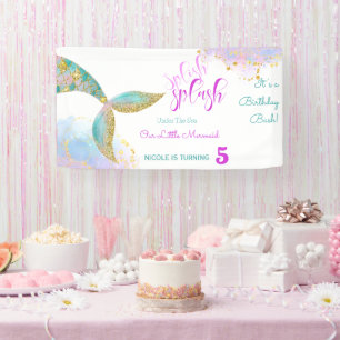 Lona Splish splash mermaid cumpleaños bash