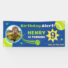 Lona Sporty Blue Tennis For Kids Birthday Banner