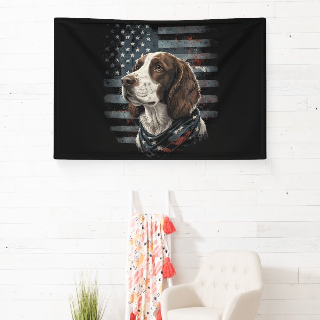 Lona Springer Spaniel Perro Bandera Americana (in situ)