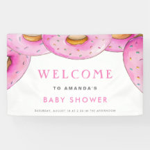 Sprinkle Donuts color de agua Baby Shower rosa
