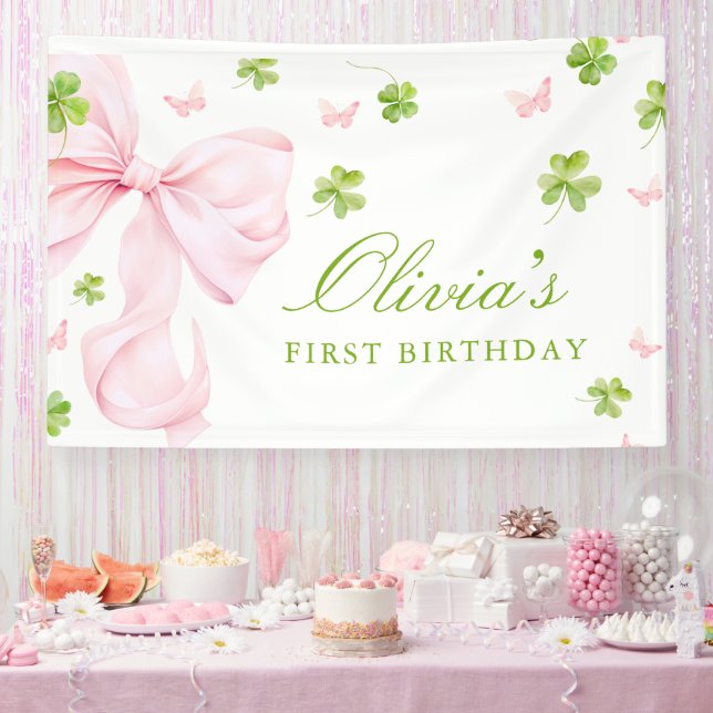 Lona St. Patricks 1st Birthday Girl Banner Party Sign (Fiesta)