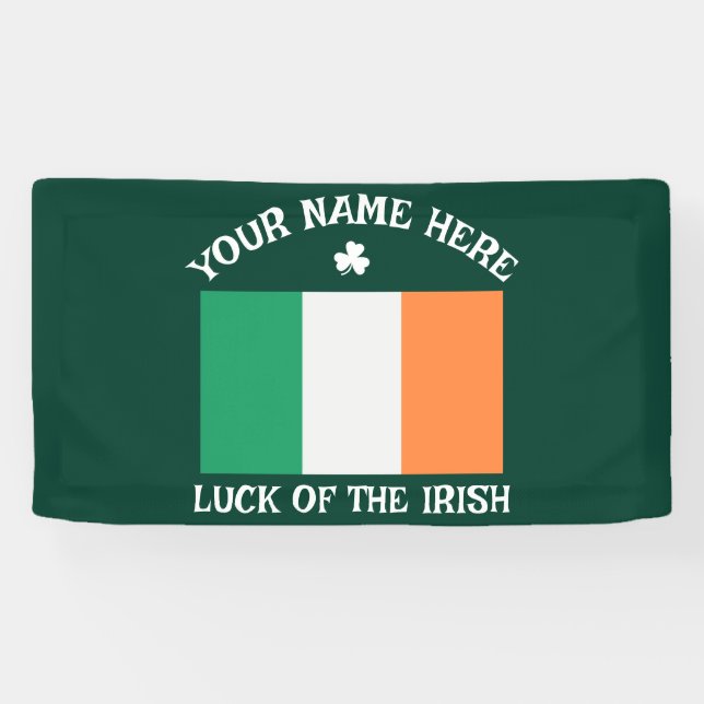 Lona St Patrick's Day Ireland Flag Custom Name Shamrock (Horizontal)