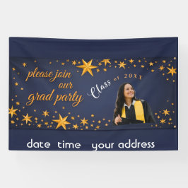 Lona starry gold grad party banner
