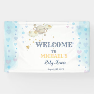 Lona Stars Planet Clouds Blue Baby Shower