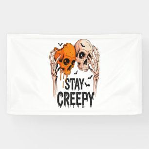 Lona Stay Creepy PNG, Halloween con cráneo retro