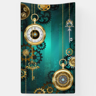 Lona Steampunk Jewelry Watch sobre un fondo verde