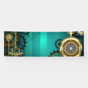 Lona Steampunk Jewelry Watch sobre un fondo verde