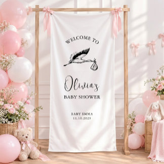 Lona Stork Minimalist Script Baby Shower Welcome