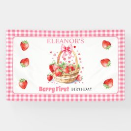 Lona Strawberries and pink bow Berry First Birthday