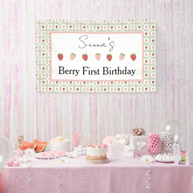 Lona Strawberry Gingham First Birthday Party  (Fiesta)