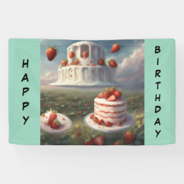 Lona Strawberry shortcake Happy Birthday Banner