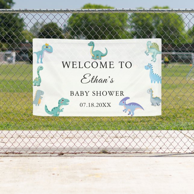 Lona Stylish Dinosaur Baby Shower White (In situ)