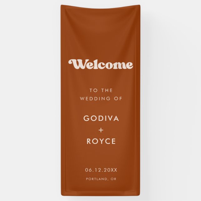 Lona Stylish Retro Burnt Orange Welcome to our Wedding (Vertical)