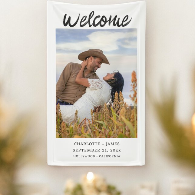 Lona Su Boda de bienvenida fotográfica (Your Photo Welcome Wedding Banners from Ricaso. Add your own photograph/ text. modern wedding decor)
