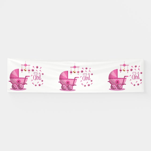 Lona Su Es Una Niña 2.5x10 Banner de Vinilo (Horizontal)