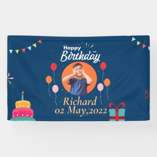 LONA SU FOTO Y SU NOMBRE CUMPLEAÑOS (Horizontal)