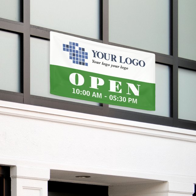 Lona Su logotipo Horas de apertura de negocios abiertas (Edificio exterior)