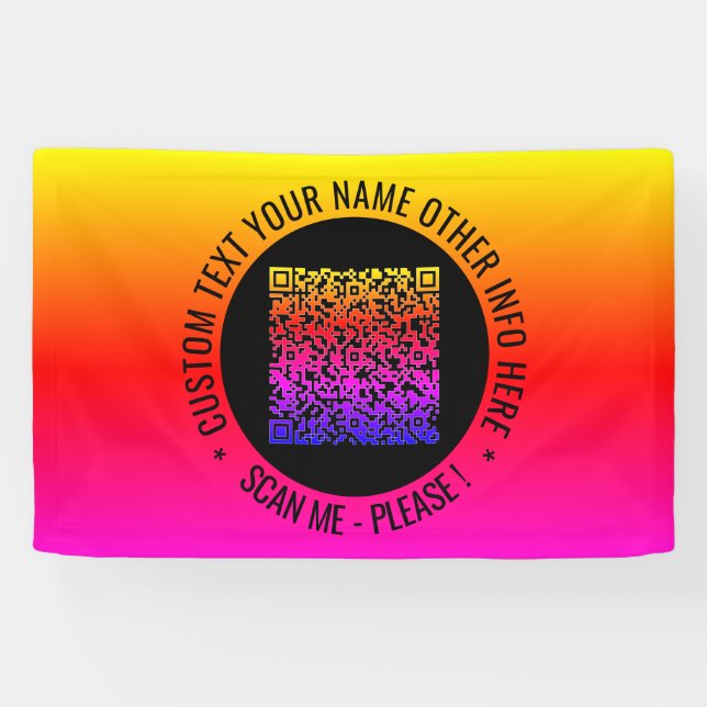 Lona Su plantilla de banner de análisis de código QR co (Horizontal)