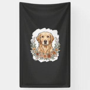Lona Sublimación de Golden Retriever Floral