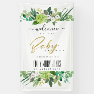 LONA SUCCULENT FOLIAGE WATERCOLOR BABY SHOWER BIENVENID