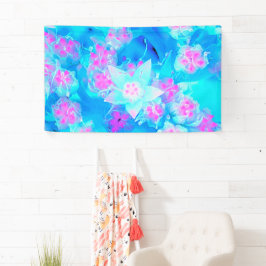 Lona Suculento sedum subacuático azul y rosa caliente