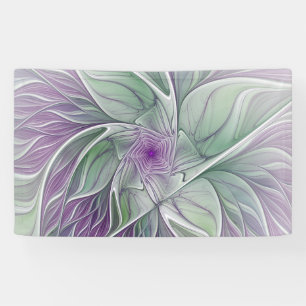 Lona Sueño de flores, abstracto arte fractal verde púrp