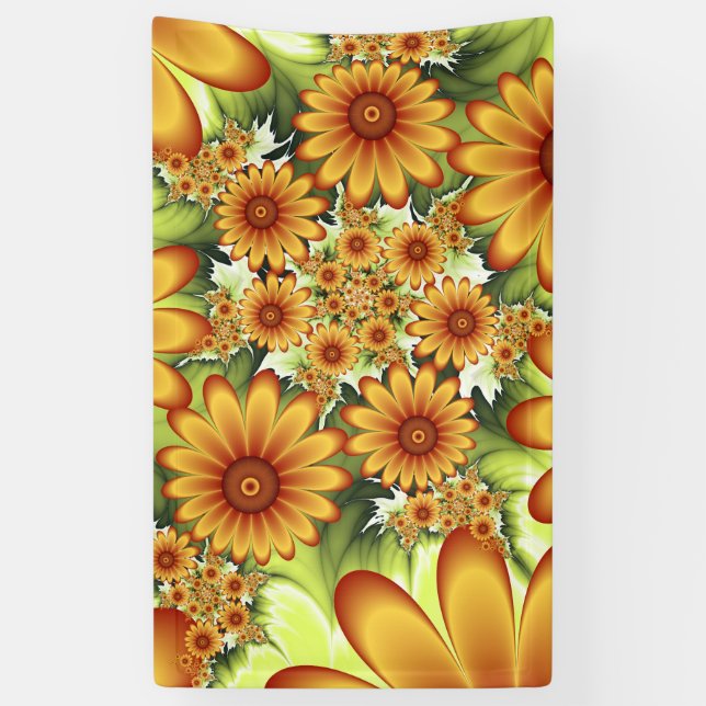 Lona Sueño floral, arte fractal de flores abstractas mo (Vertical)