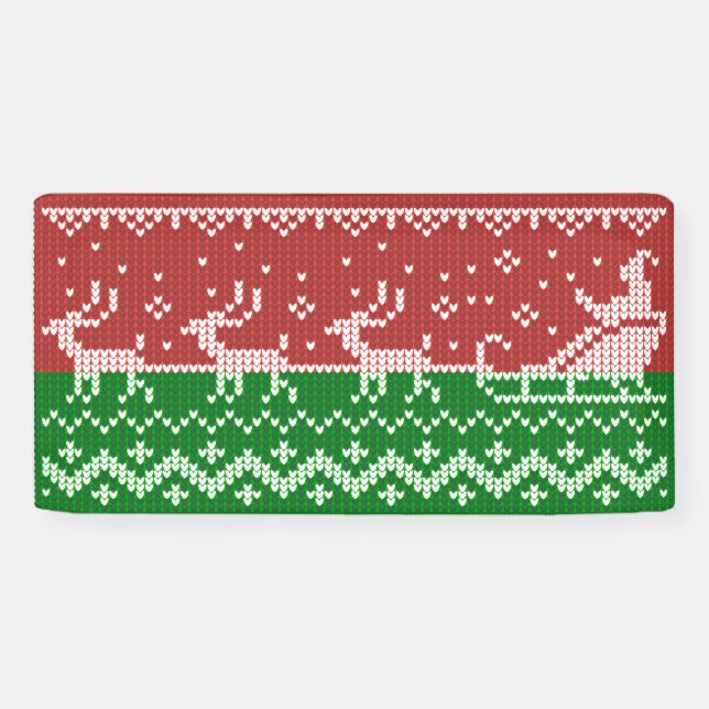 Lona Suéter fea Santa Claus trineo y renos (Horizontal)