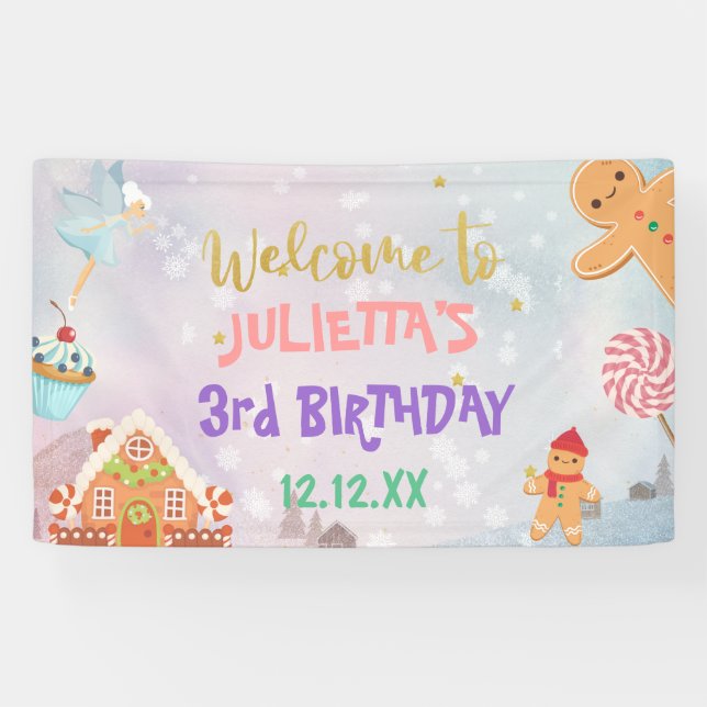 Lona Sugar Sweet Sugar Plum Fairy Gingerbread Cumpleaño (Horizontal)