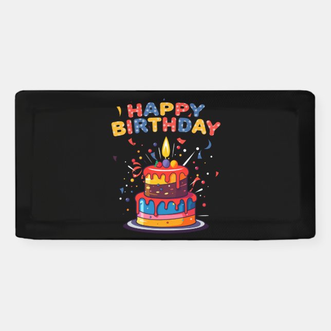 Lona Suministros de Tema de Fiesta de Cumpleaños Feliz  (Horizontal)