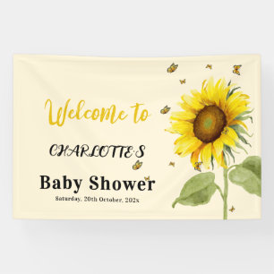Lona Sunflower acuarela con Baby Shower de mariposas