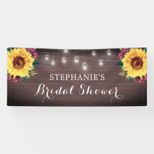 Lona Sunflower Burgundy Rosa Jars Wood Bridal Shower