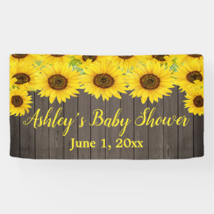 Lona Sunflower Delight Baby Shower Banner Wood Rustic